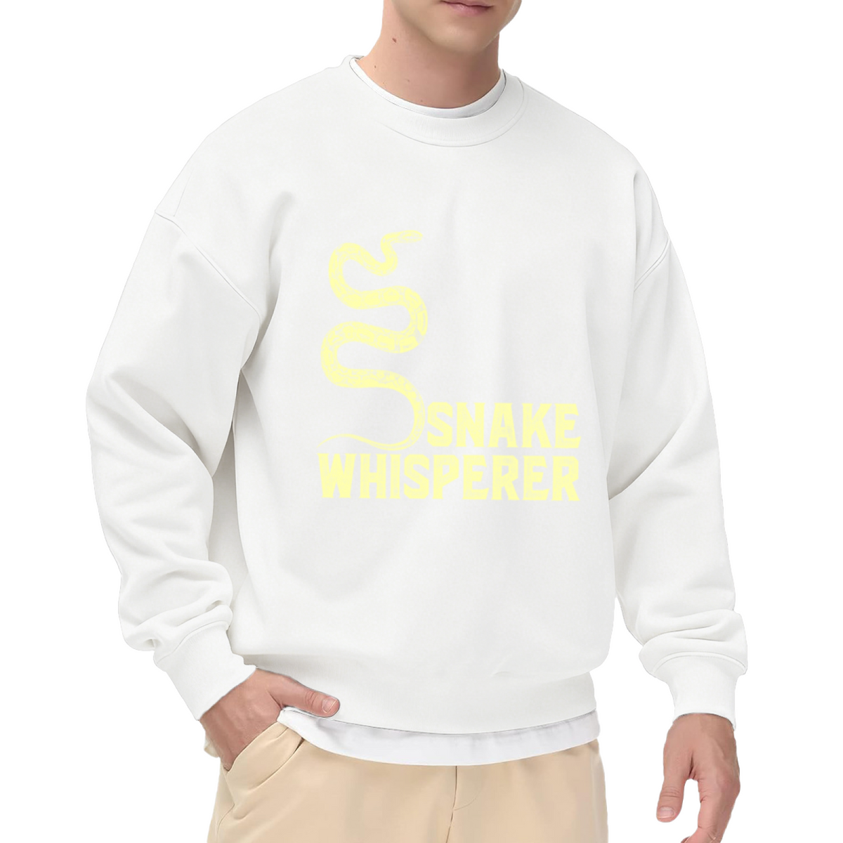 Snake Whisperer Coiled Snake Distressed Crewneck Sweatshirt | Vintage Reptile Humor Graphic Pullover, Snake Lover Gift