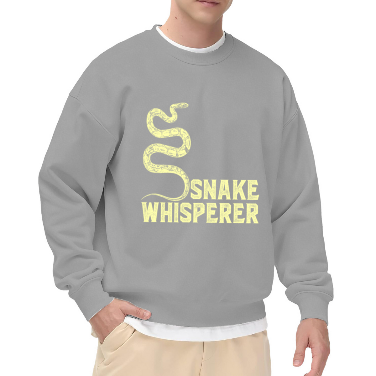 Snake Whisperer Coiled Snake Distressed Crewneck Sweatshirt | Vintage Reptile Humor Graphic Pullover, Snake Lover Gift