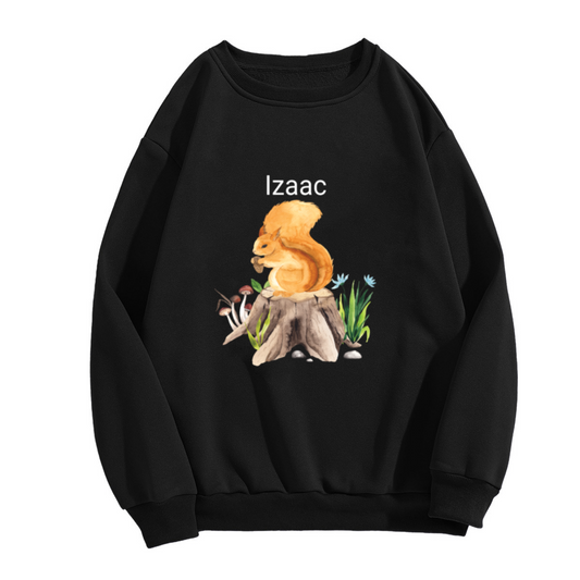 Personalized Squirrel Name Crewneck Sweatshirt - Custom Wildlife Name Pullover, Cute Squirrel Illustration, Unique Gift