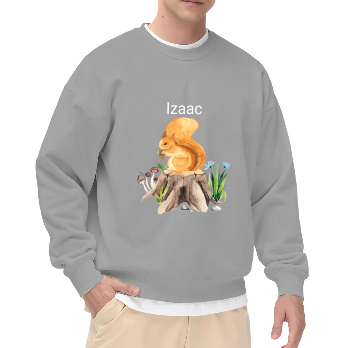 Personalized Squirrel Name Crewneck Sweatshirt - Custom Wildlife Name Pullover, Cute Squirrel Illustration, Unique Gift