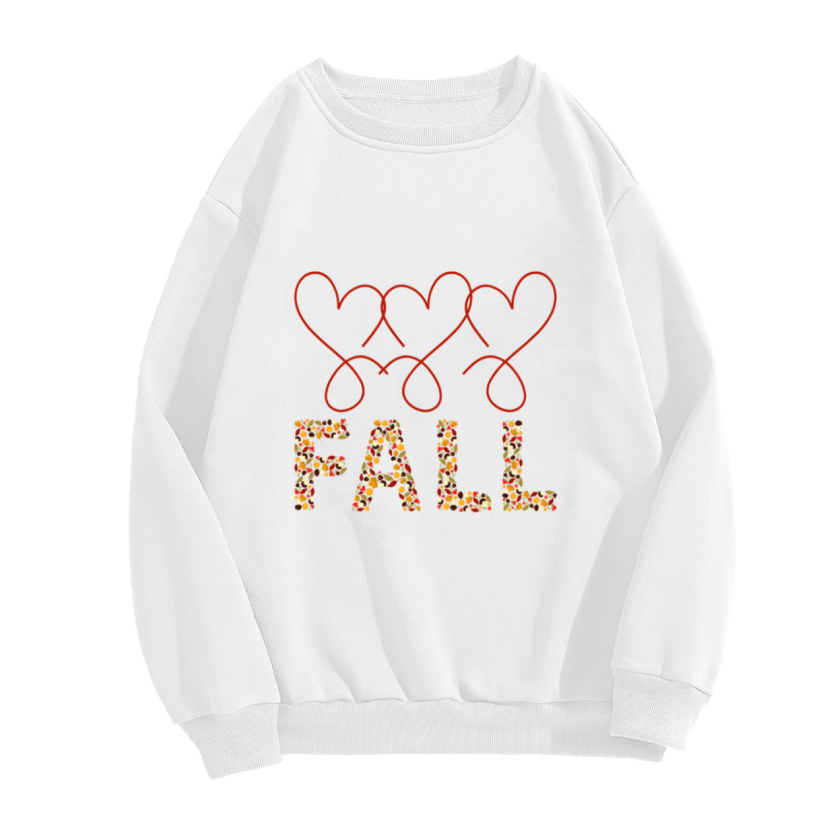 Fall Leaves And Hearts Crewneck Sweatshirt, Autumn Thanksgiving Graphic Pullover, Fall Season Gift