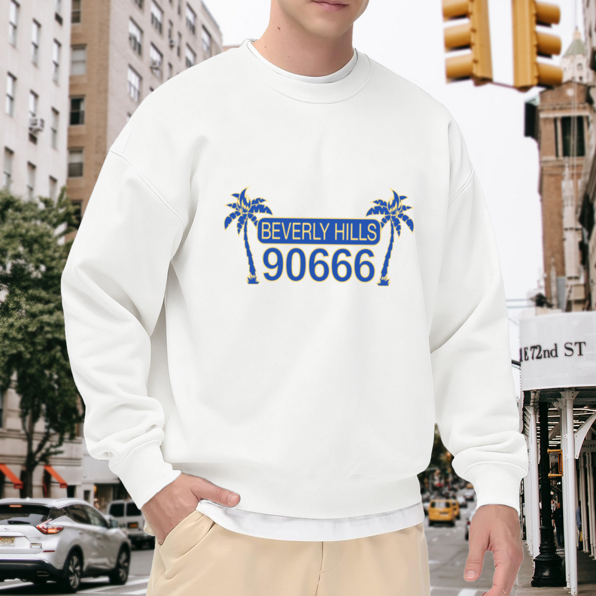 Beverly Hills 90666 Palm Tree Crewneck Sweatshirt | California Vibe Streetwear