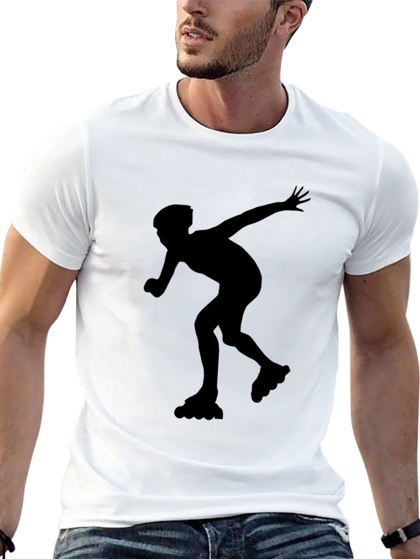 Inline Skating Graphic Tee - Black Cotton Shirt