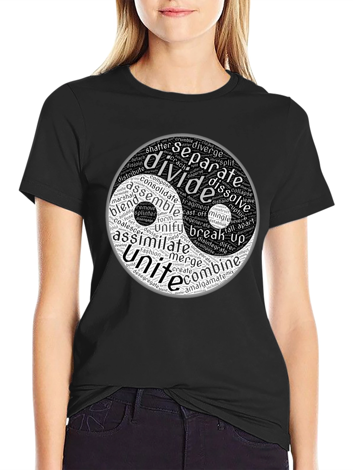 Yin Yang Word Art Graphic T-Shirt