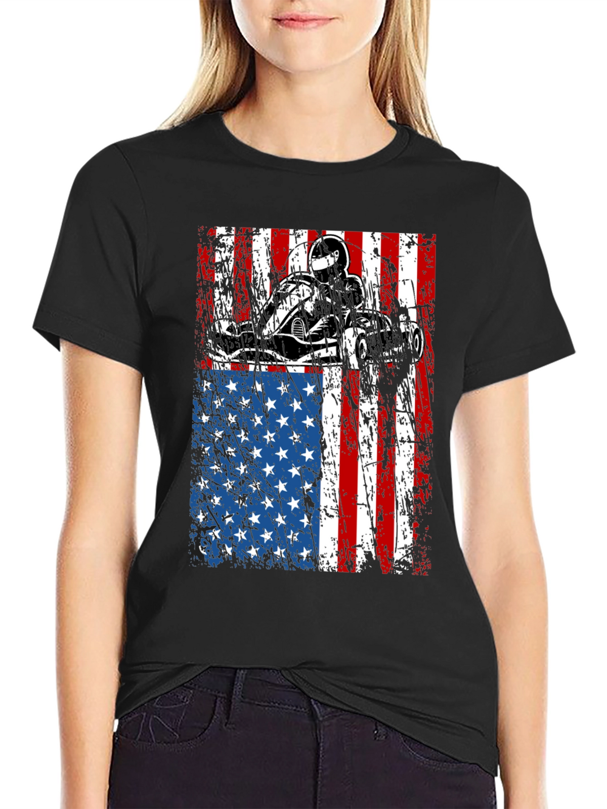 Go Kart USA Flag Graphic Tee - Black