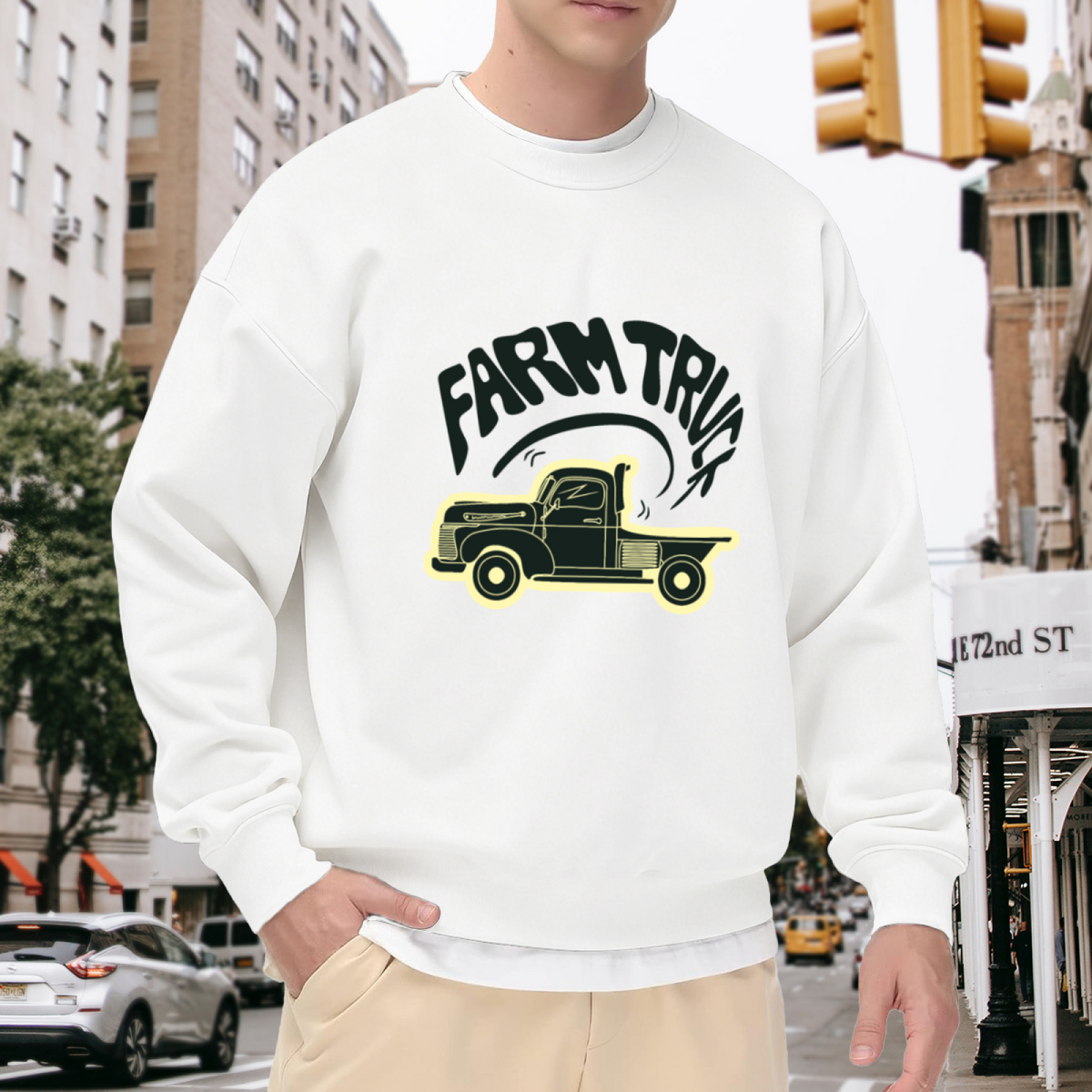 Farm Truck Sweatshirt | Vintage Old Pickup Graphic Crewneck, Retro Country Farm Life Pullover Top, Rustic Trucker Gift for Men Women