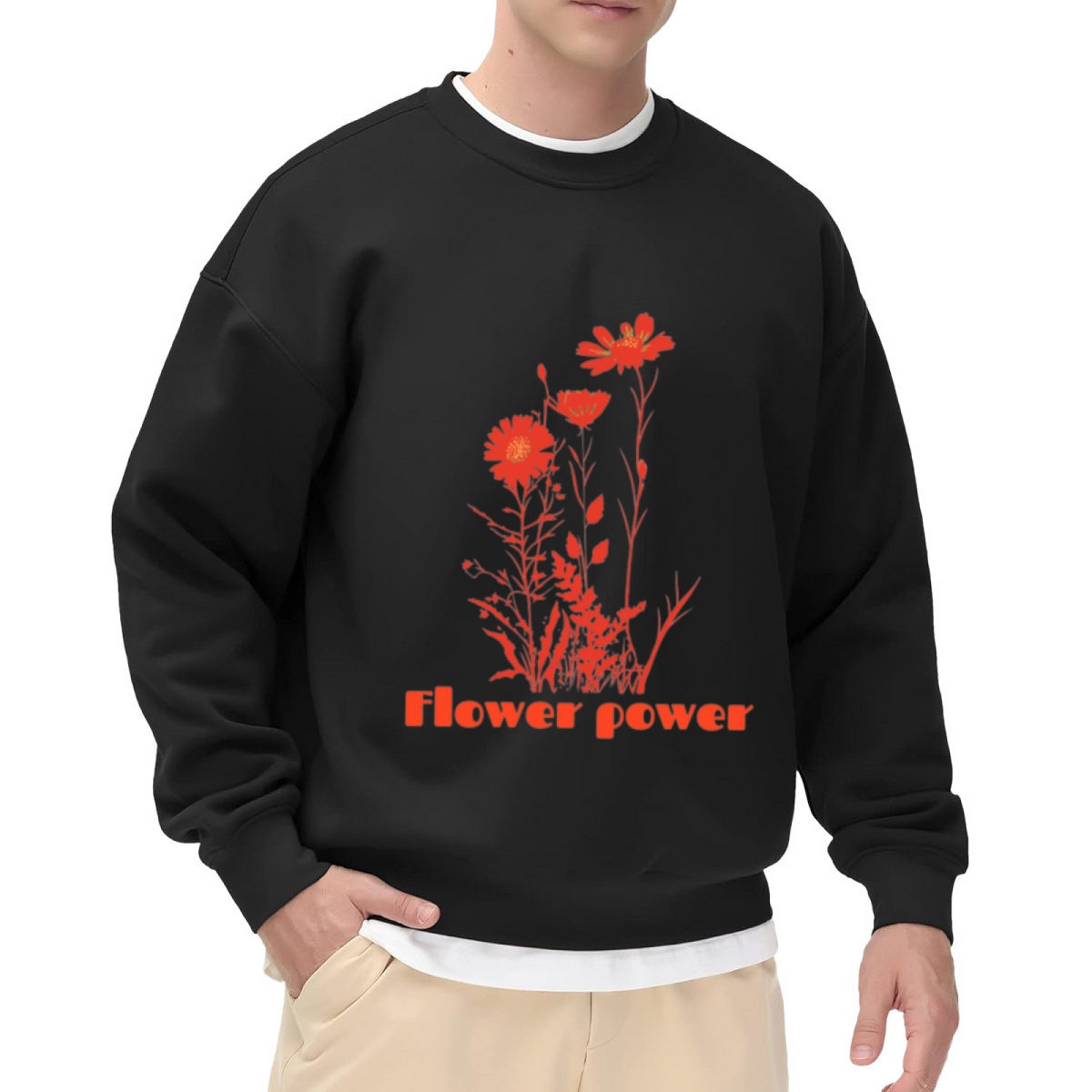 Flower Power Wildflower Bouquet Retro Crewneck Sweatshirt | Botanical Boho Floral Graphic Pullover, Nature Lover Gift