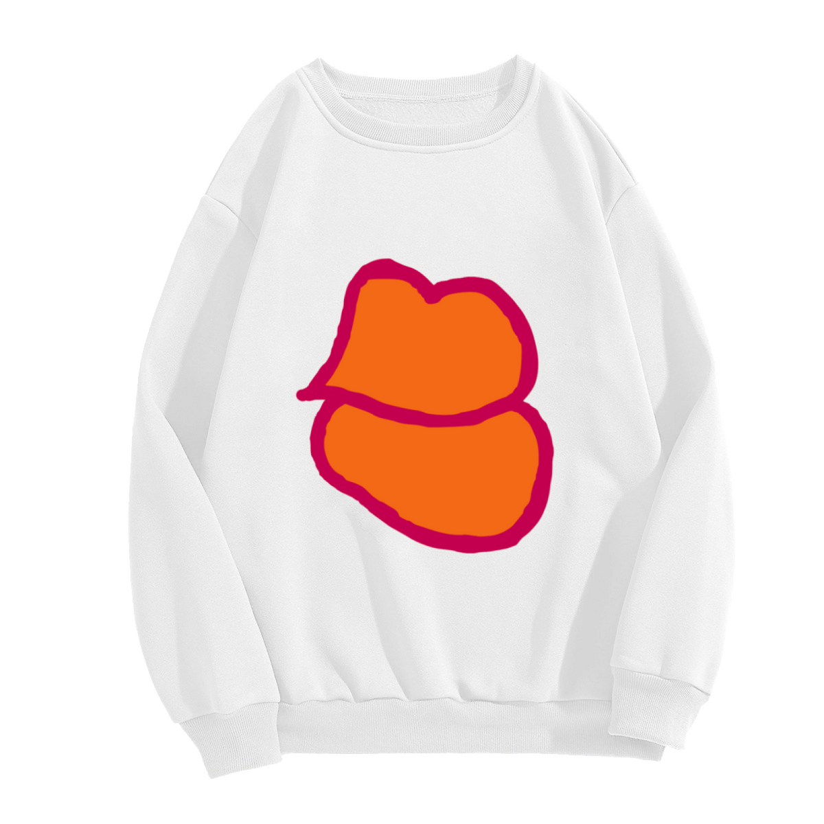 Vibrant Retro Pop Art Hand-Drawn Lips Graphic Crewneck Sweatshirt Bold Lip Print Casual Unisex Sweatshirt