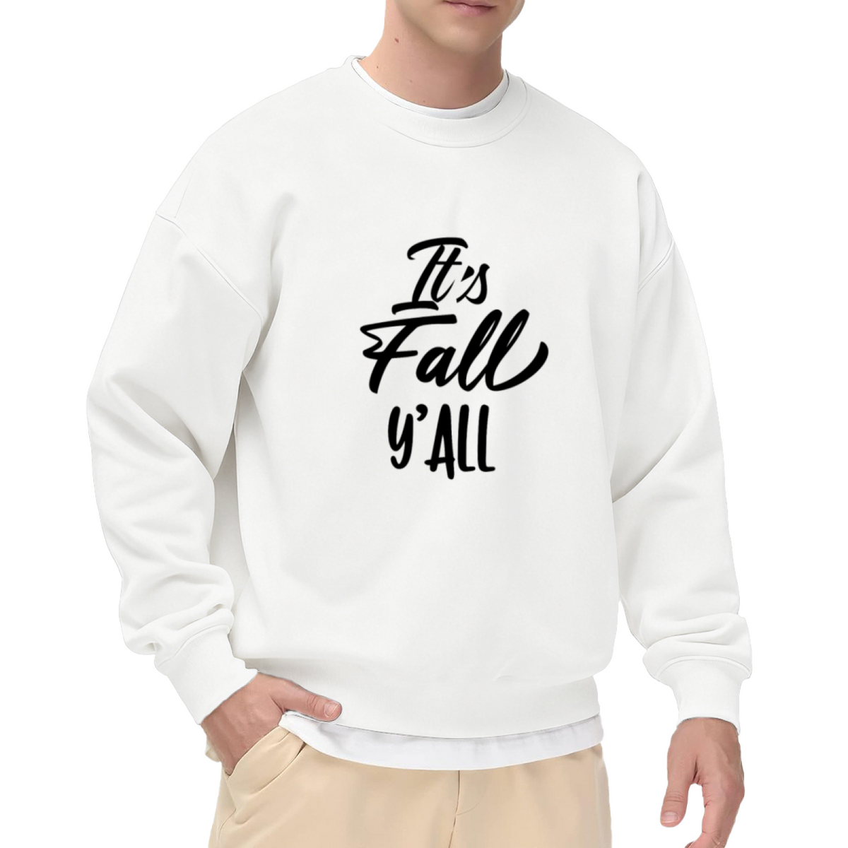 It's Fall Y'all Autumn Seasonal Crewneck Sweatshirt | Cozy Fall Leaf Lettering Pullover, Thanksgiving Gift