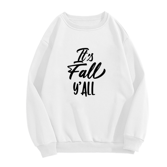 It's Fall Y'all Autumn Seasonal Crewneck Sweatshirt | Cozy Fall Leaf Lettering Pullover, Thanksgiving Gift
