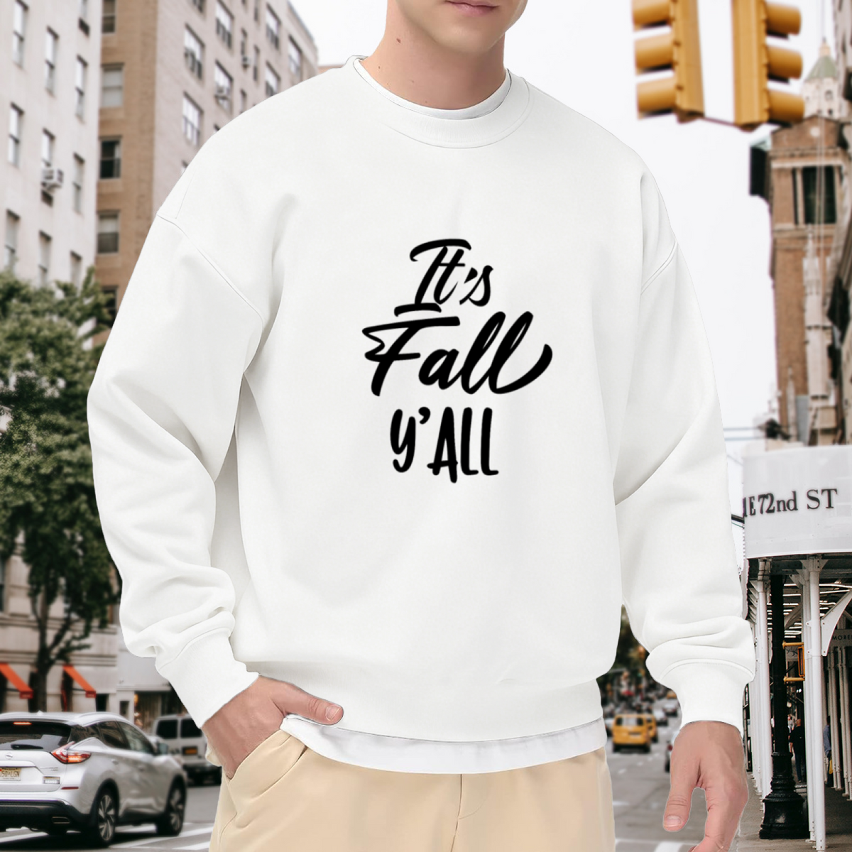 It's Fall Y'all Autumn Seasonal Crewneck Sweatshirt | Cozy Fall Leaf Lettering Pullover, Thanksgiving Gift