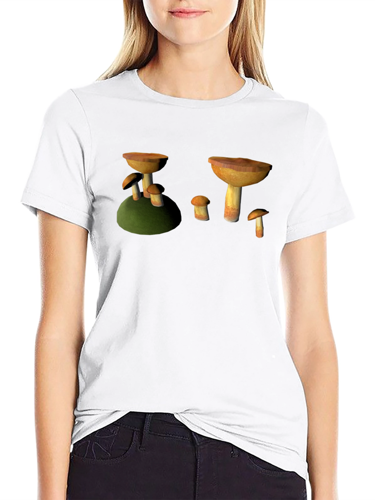 Mushroom Print Black T-Shirt