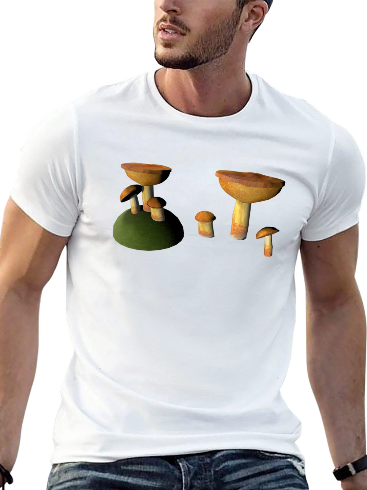 Mushroom Print Black T-Shirt