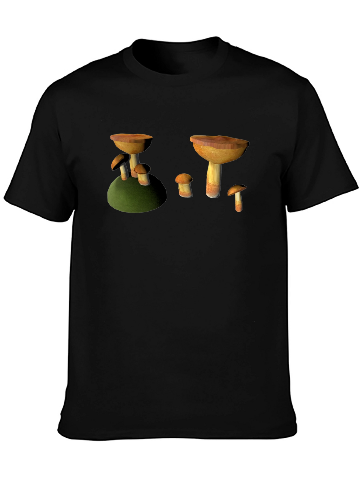 Mushroom Print Black T-Shirt