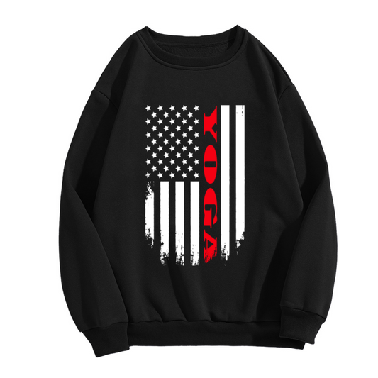 Rogue Distressed American Flag Vertical Crewneck Sweatshirt | Grunge Patriotic Tactical Pullover, USA Gift