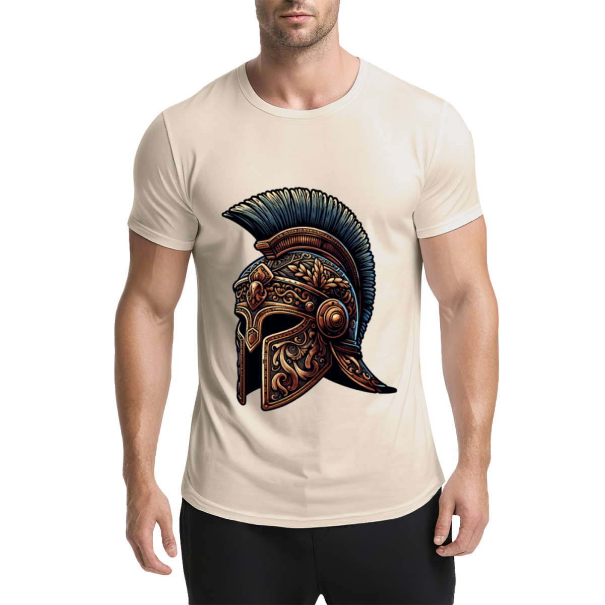 Ornate Ancient Spartan Warrior Helmet Vintage Print T-Shirt