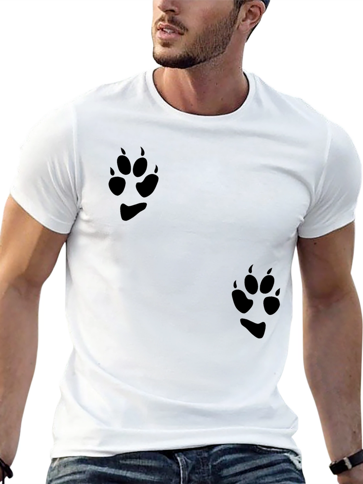 Black T-Shirt with Paw Print Design