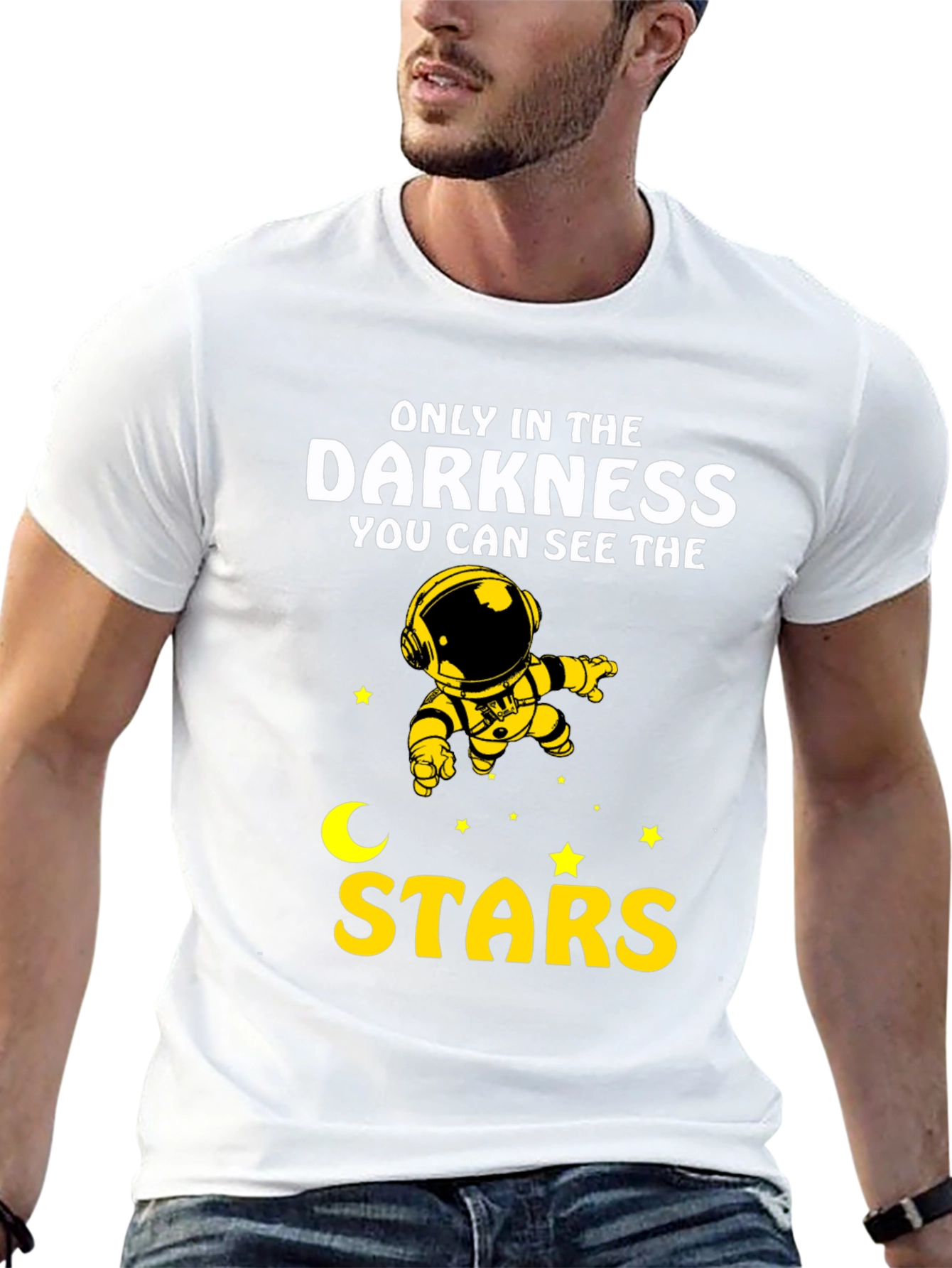 Darkness Stars Graphic T-Shirt - Astronaut Design