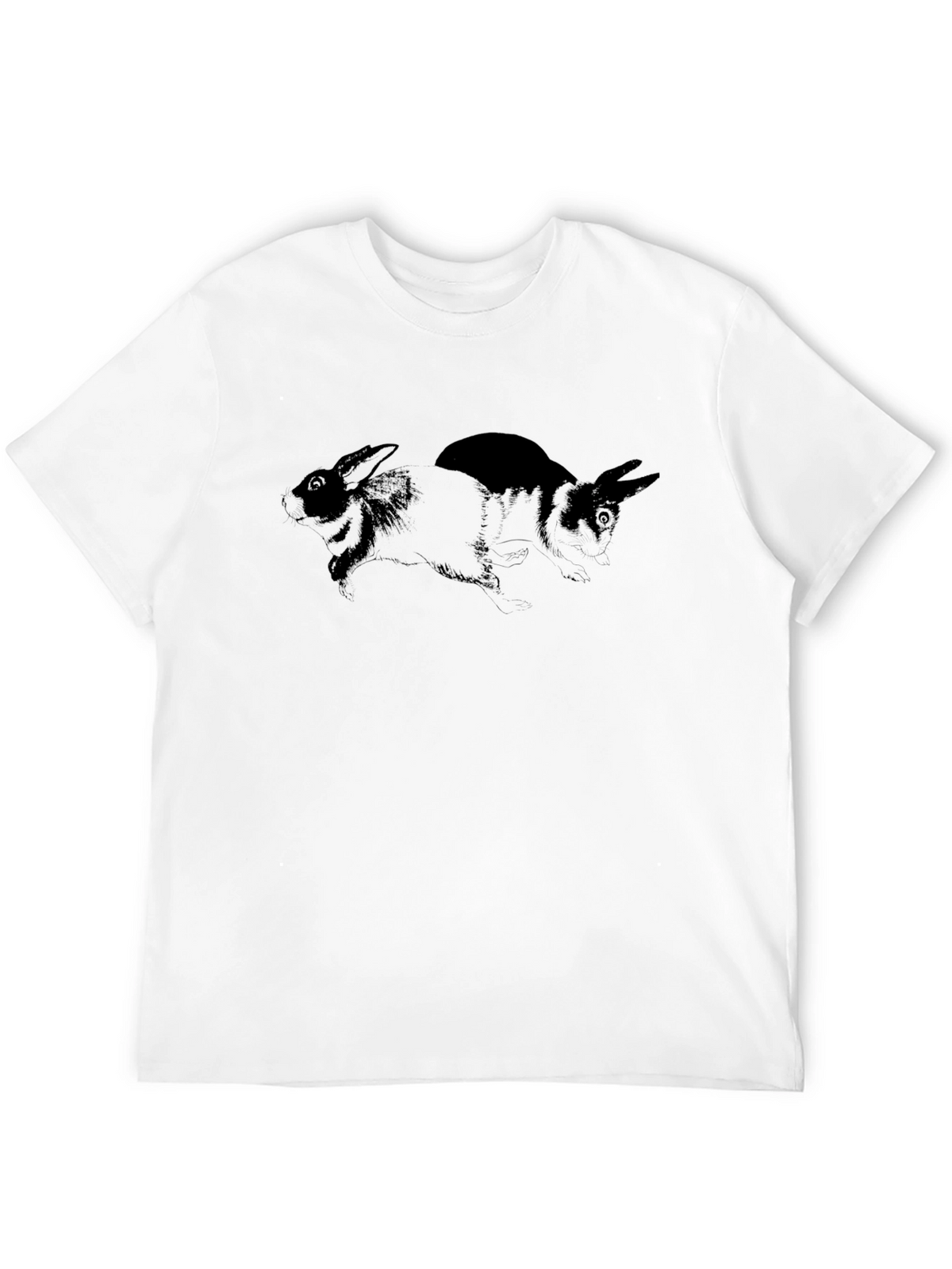 Rabbit Graphic Print Black T-Shirt