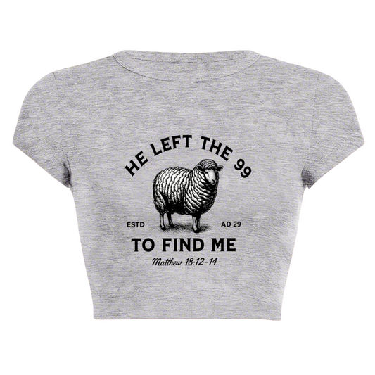 He Left The 99 Sheep Vintage Faith Graphic Crop Top