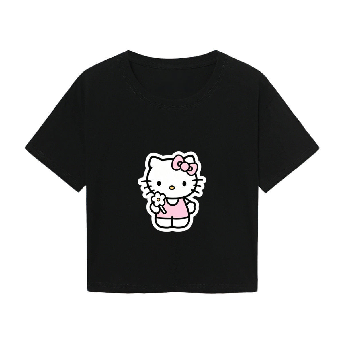 Sweet Hello Kitty With Flower Cute Y2K Cropped T?Shirt