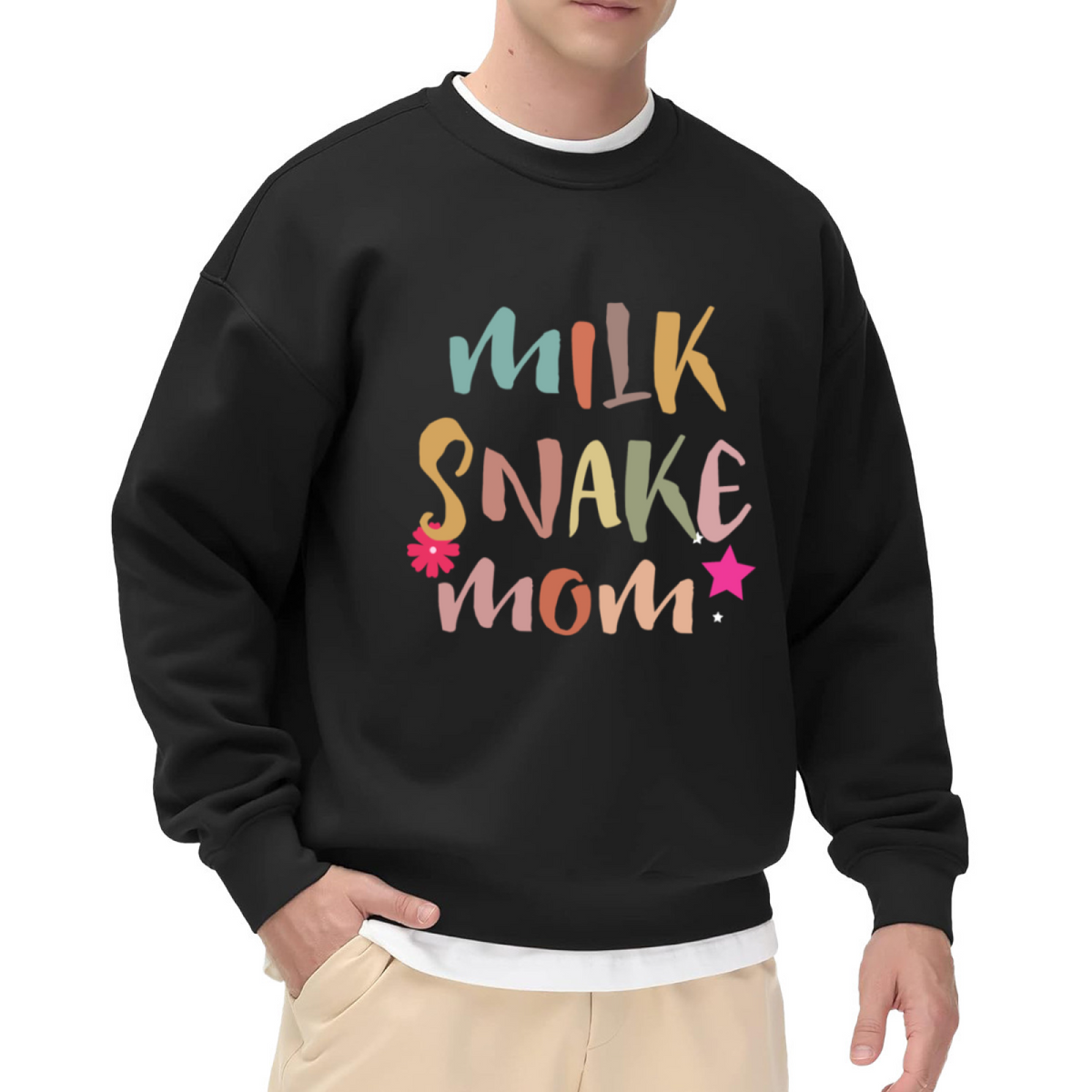 Milk Snake Mom Crewneck Sweatshirt - Reptile Mom Gift Pullover, Snake Owner Graphic, Cute Herpetology Top