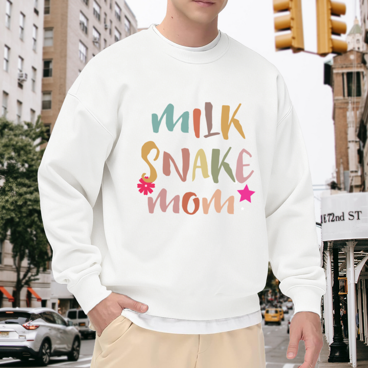 Milk Snake Mom Crewneck Sweatshirt - Reptile Mom Gift Pullover, Snake Owner Graphic, Cute Herpetology Top