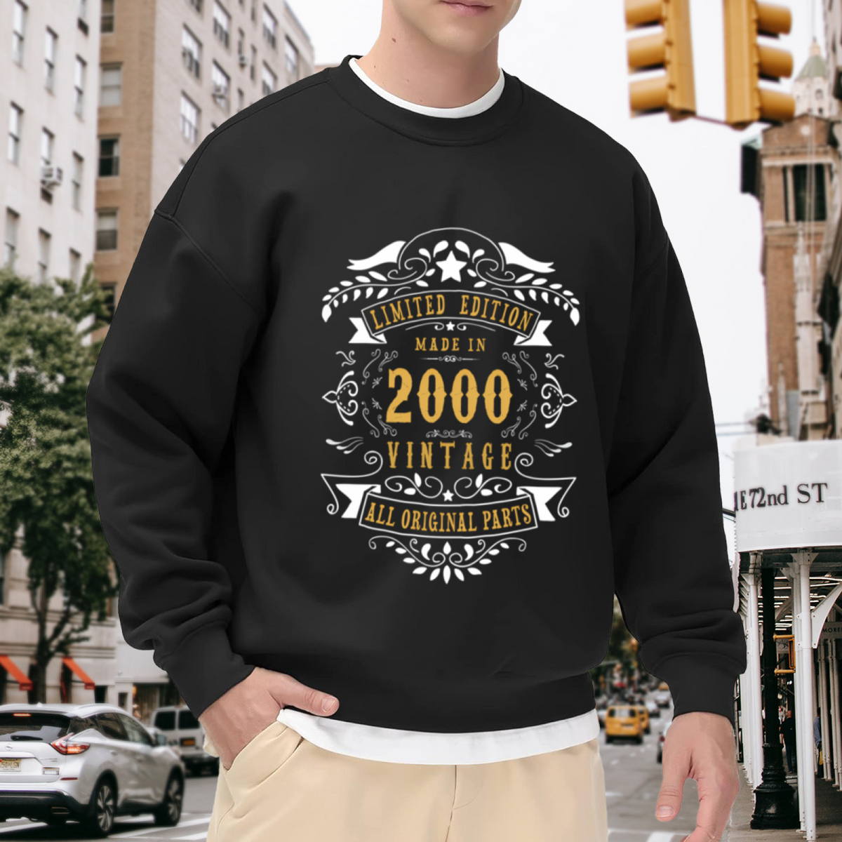 Limited Edition Vintage 2000 Retro Crest Crewneck Sweatshirt | All Original Parts Birth Year Pullover, Birthday Gift