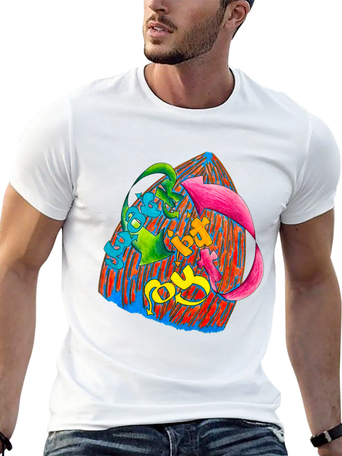Vibrant Graphic Print Black T-Shirt