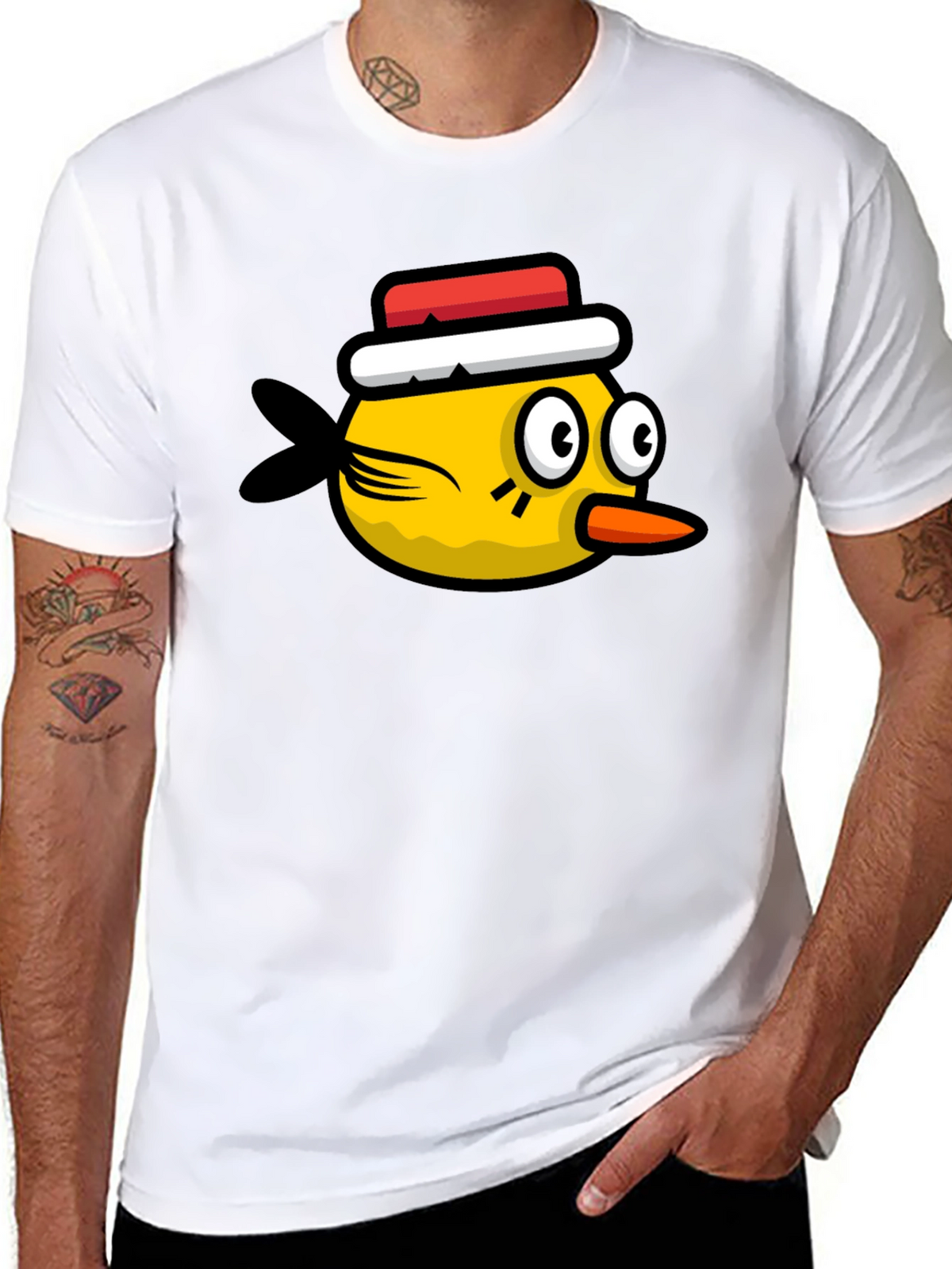 Funny Bird Graphic Tee - Black Cotton T-Shirt