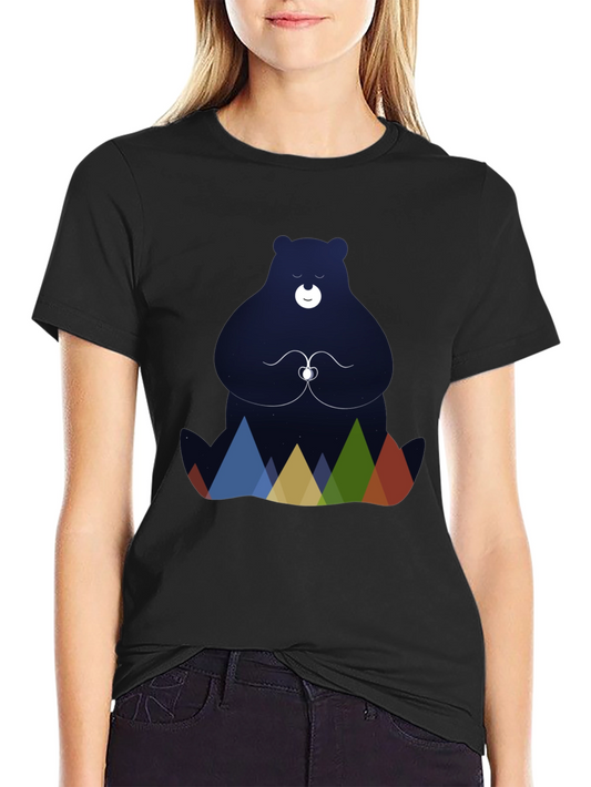 Meditating Bear Graphic Tee - Black