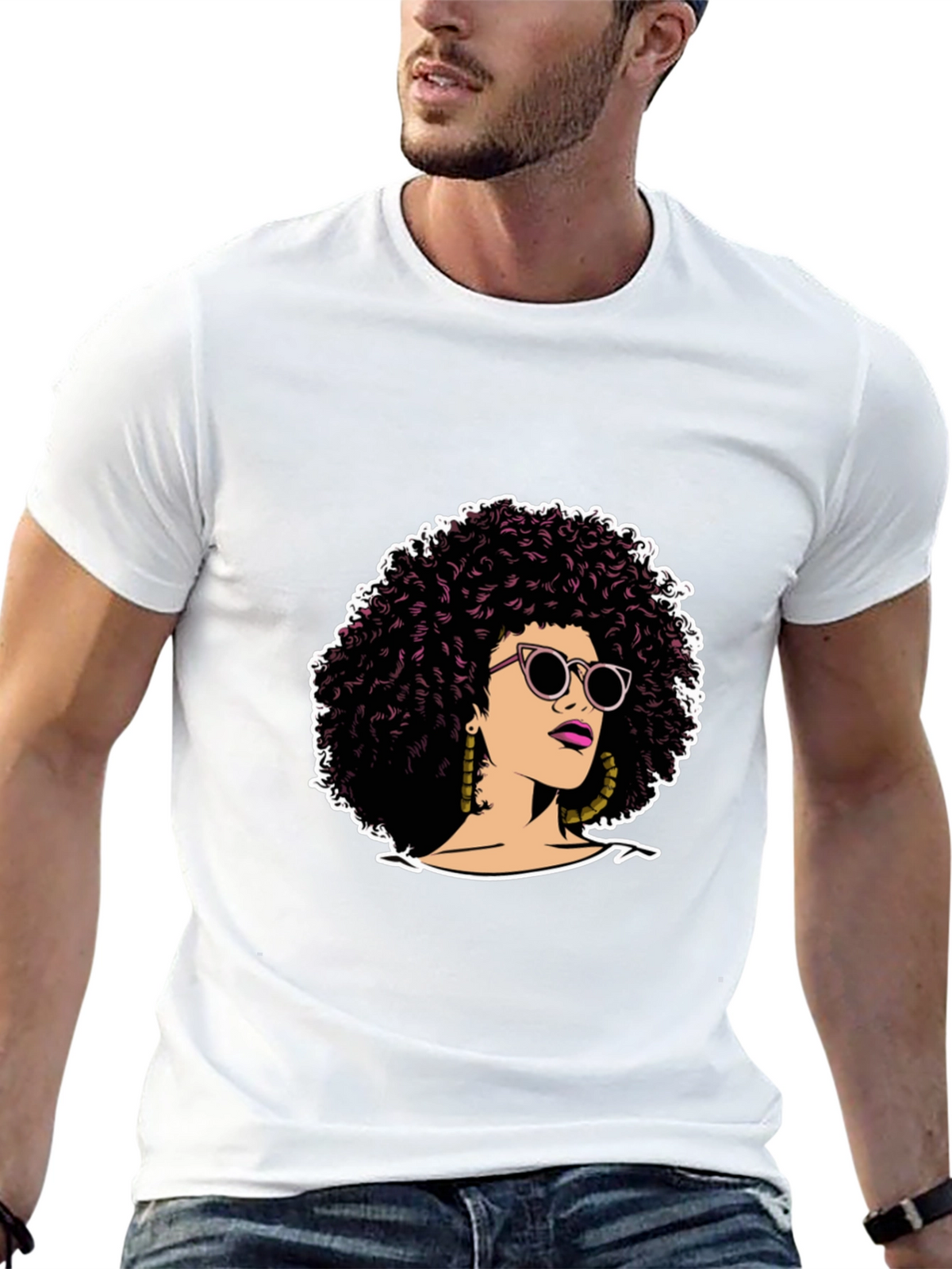 Afro Woman Graphic Tee - Stylish Black T-Shirt