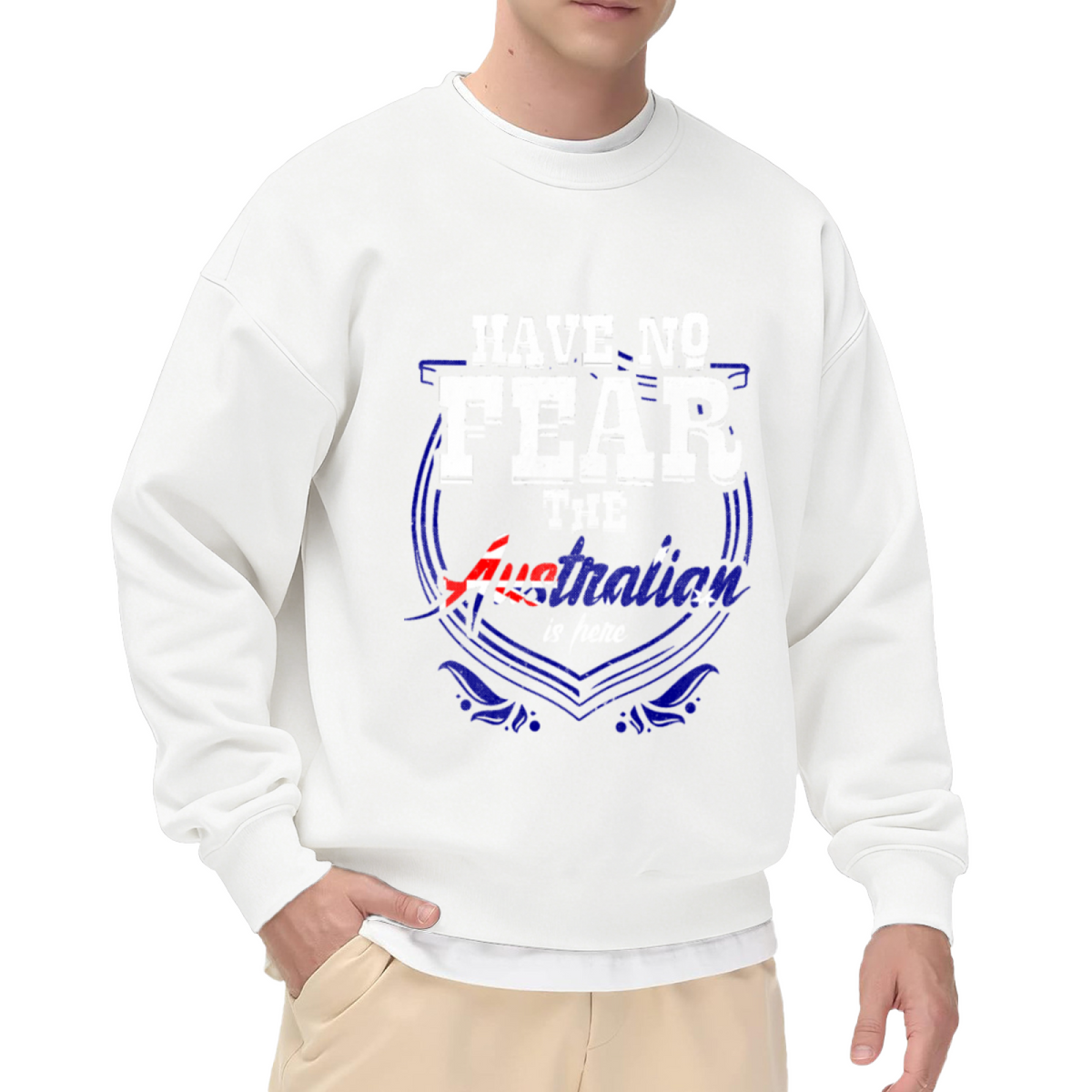 Have No Fear The Australian Is Here Australia Flag Crewneck Sweatshirt | Vintage Patriotic Pullover, Australia Gift