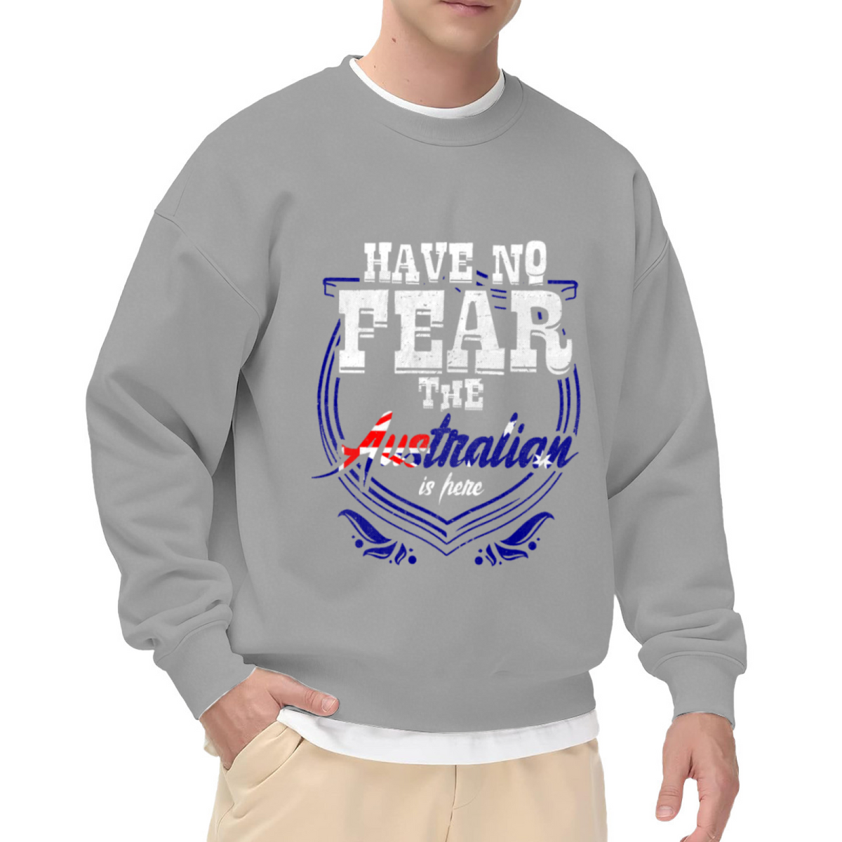 Have No Fear The Australian Is Here Australia Flag Crewneck Sweatshirt | Vintage Patriotic Pullover, Australia Gift