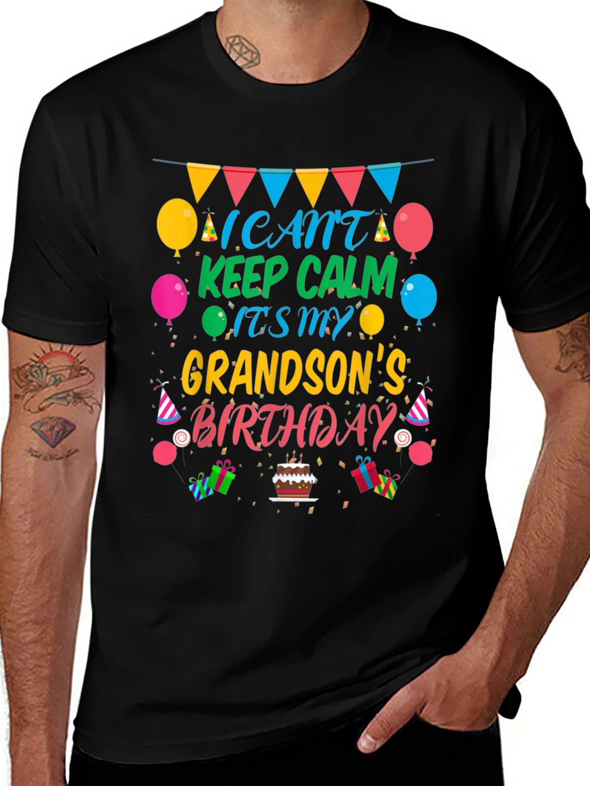 Grandson Birthday T-Shirt - Keep Calm Celebration Tee