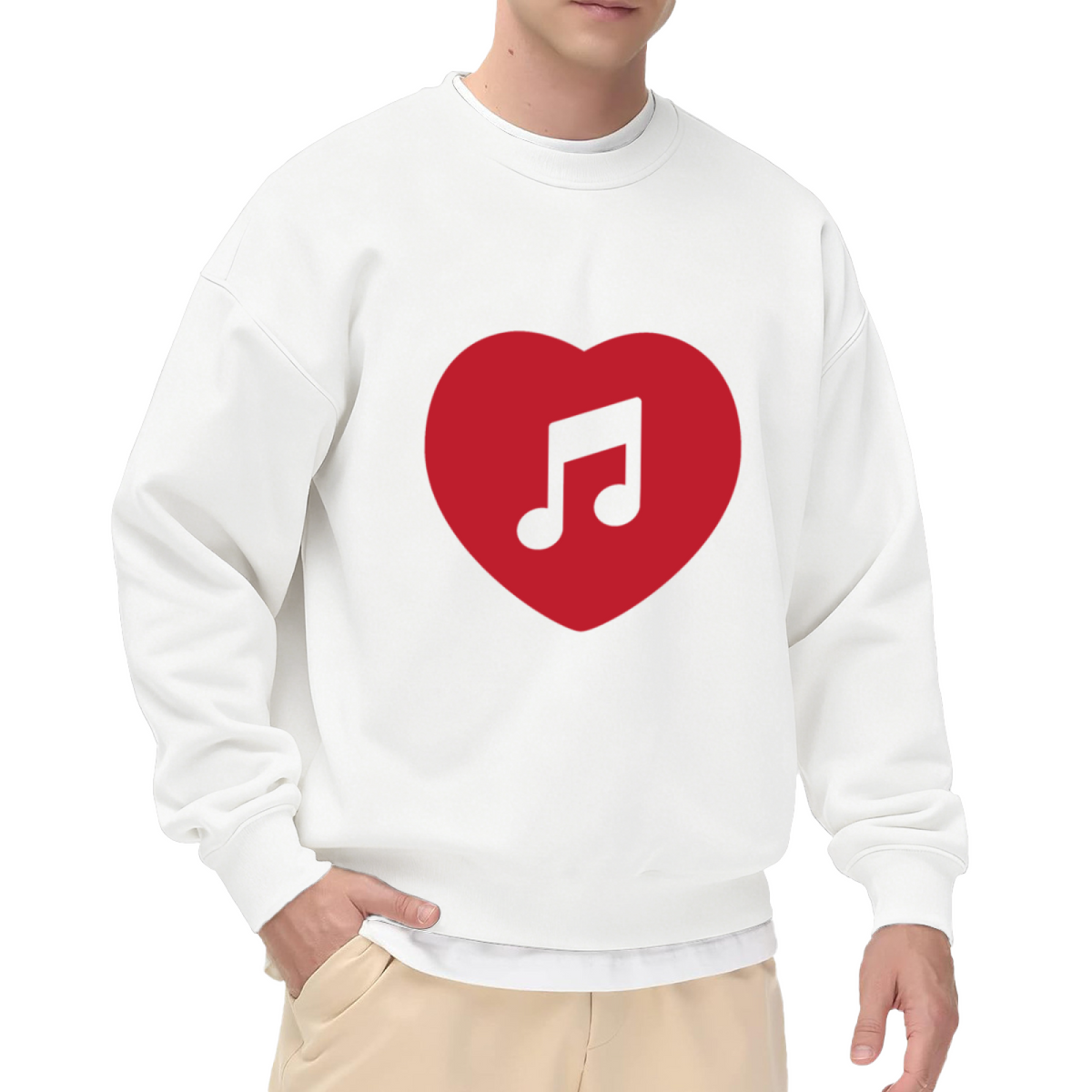 Music Notes Heart Crewneck Sweatshirt, Love Song Valentine Pullover, Music Lover Gift