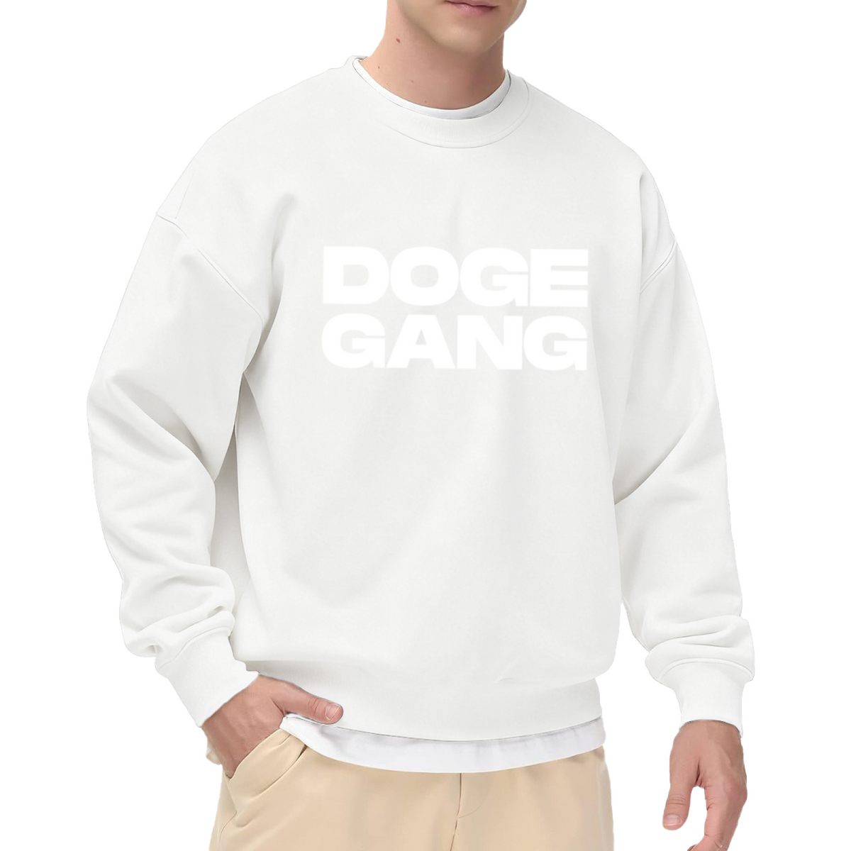 Doge Gang Sweatshirt | Minimalist Crypto Meme Graphic Crewneck, Dogecoin Fan Pullover Top, Crypto Gift for Investors Traders