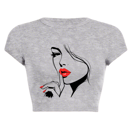 Cute Angel & Devil Sketch White Slim Crop Tee