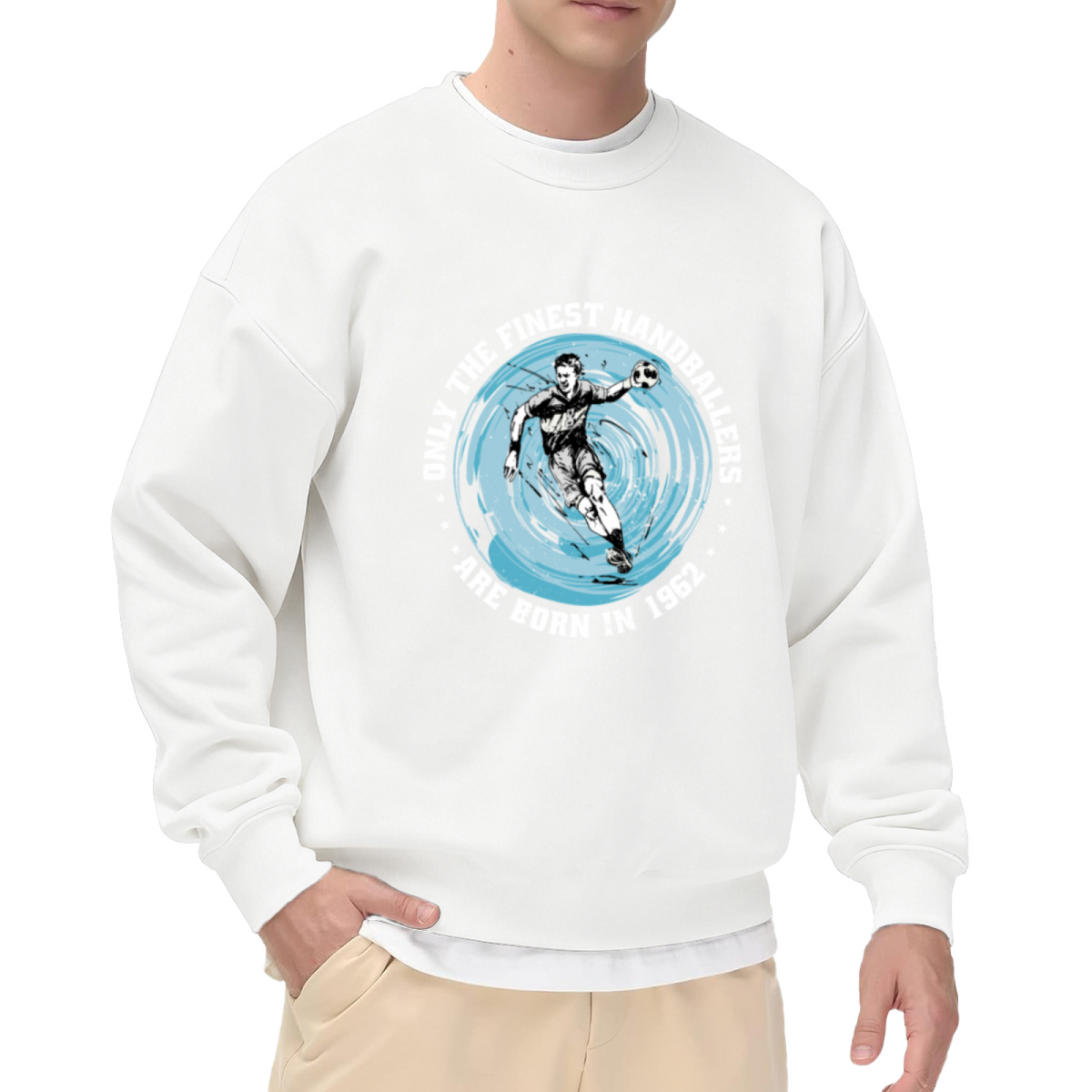 Only The Finest Handballers Are Born In 1962 Crewneck Sweatshirt - Vintage Handball Player Birthday Gift, Retro Sports Pullover