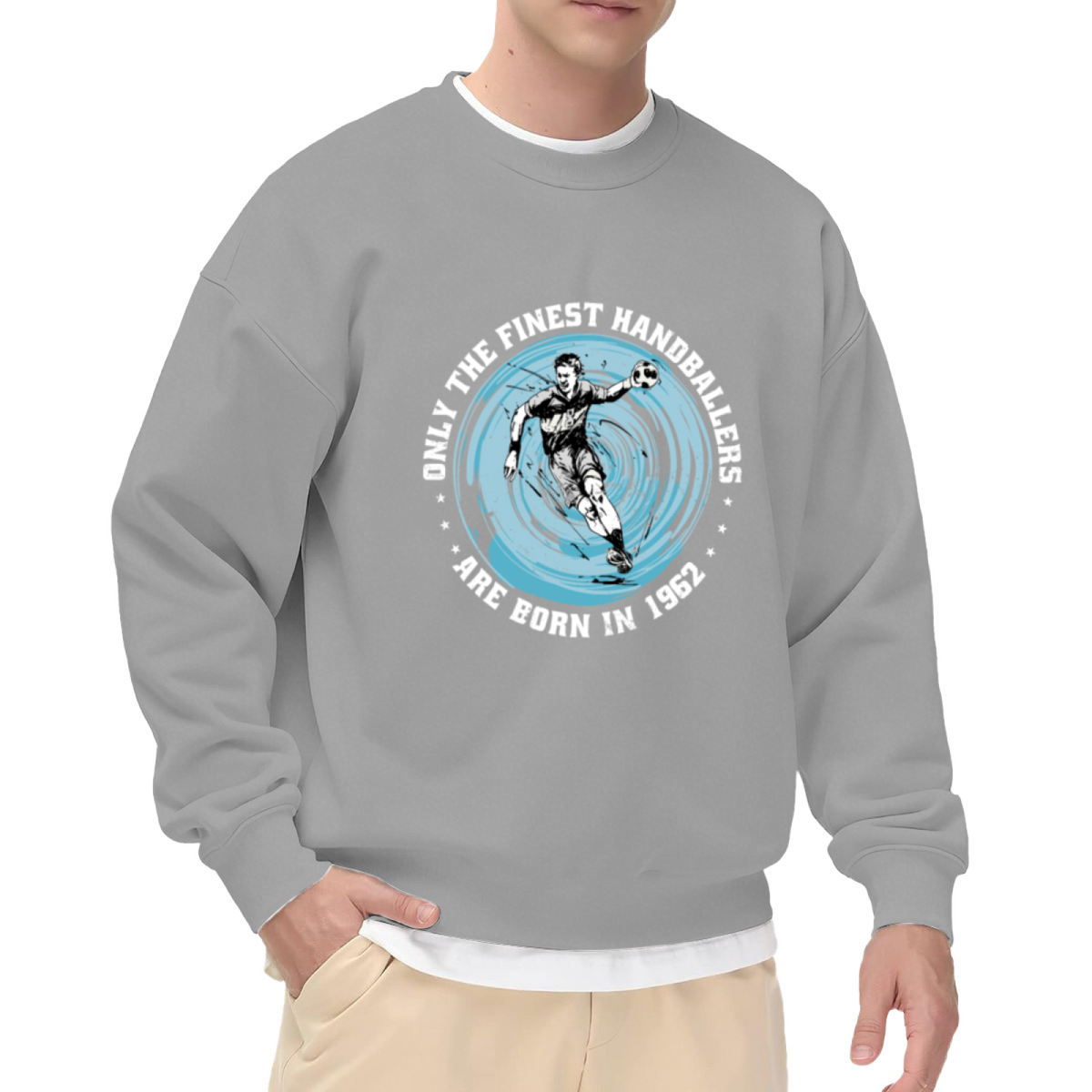 Only The Finest Handballers Are Born In 1962 Crewneck Sweatshirt - Vintage Handball Player Birthday Gift, Retro Sports Pullover