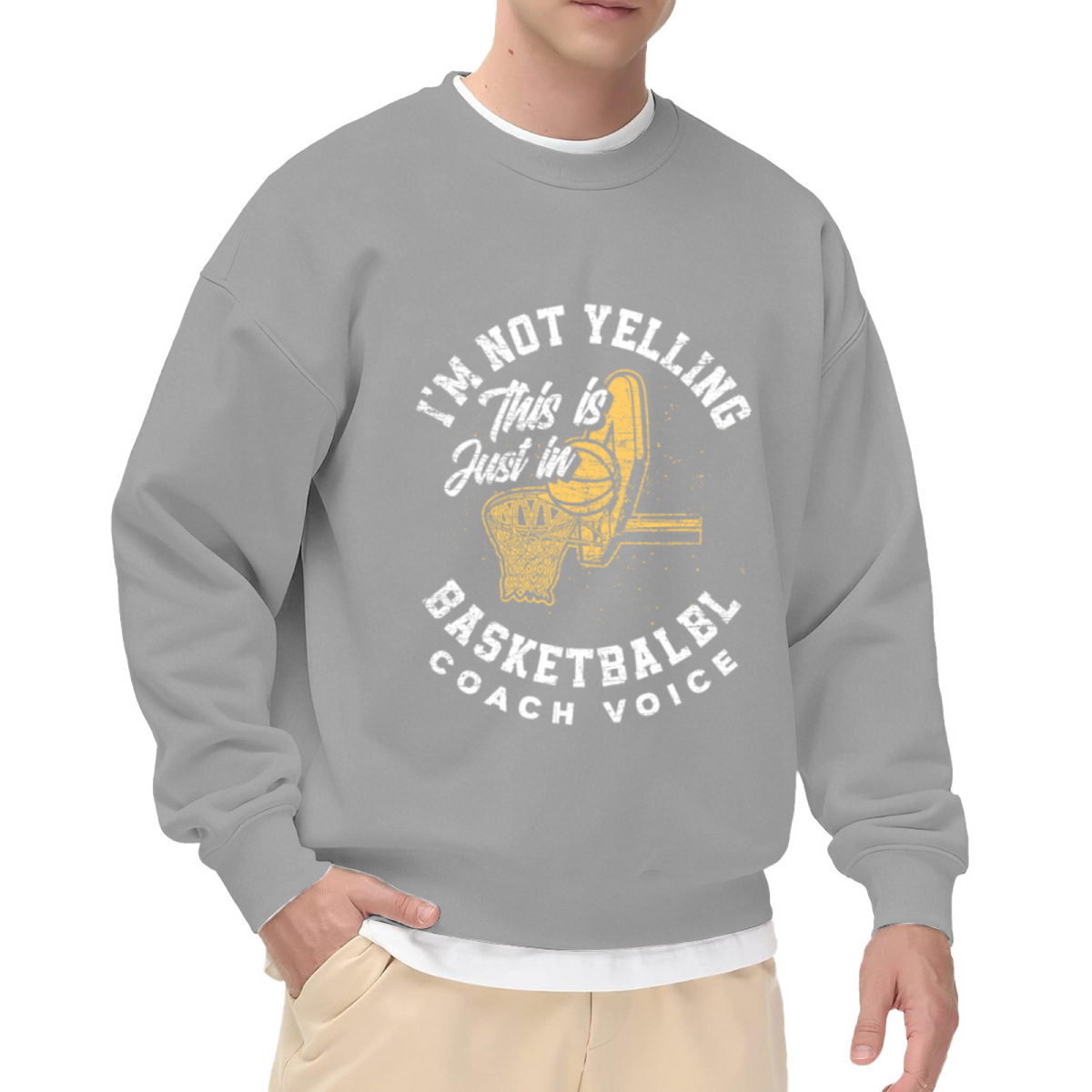 Basketball Coach Voice Sweatshirt | Funny Basketball Hoop Graphic Crewneck, Retro Sports Coach Pullover Top, Gift for Basketball Coaches