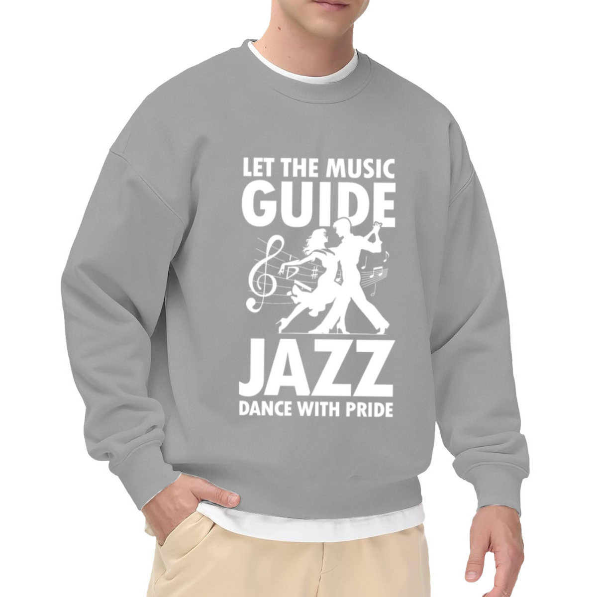 Let The Music Guide Jazz Dance Crewneck Sweatshirt, Dancing Couple Treble Clef Pullover, Dance Gift