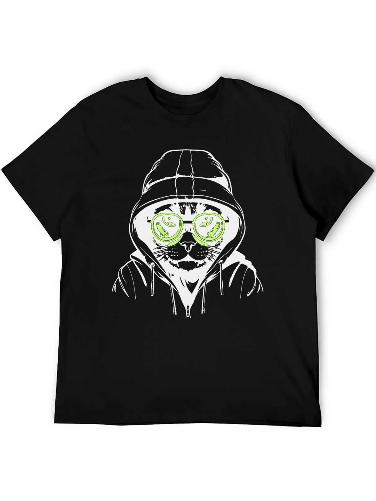 Hooded Cat T-Shirt - Hacker Style