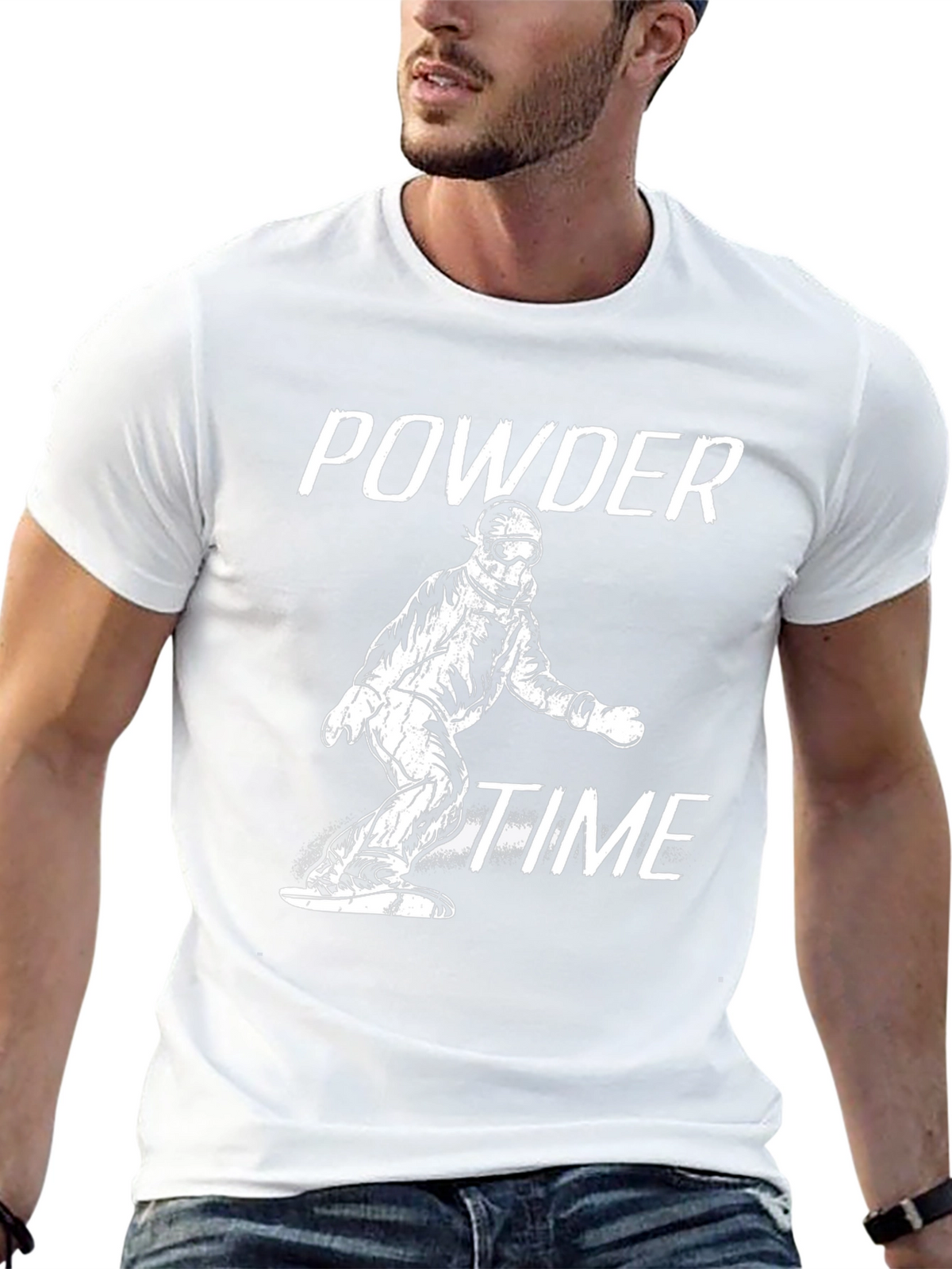 Powder Time Snowboard T-Shirt - Black Graphic Tee