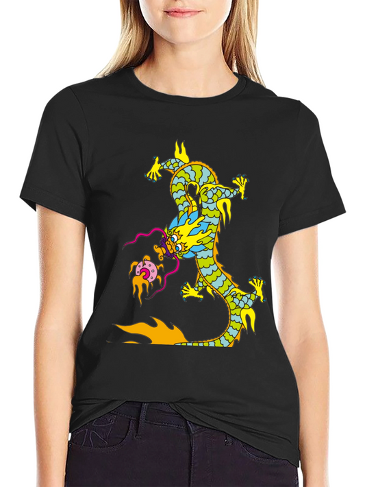 Dragon Graphic Print Black T-Shirt