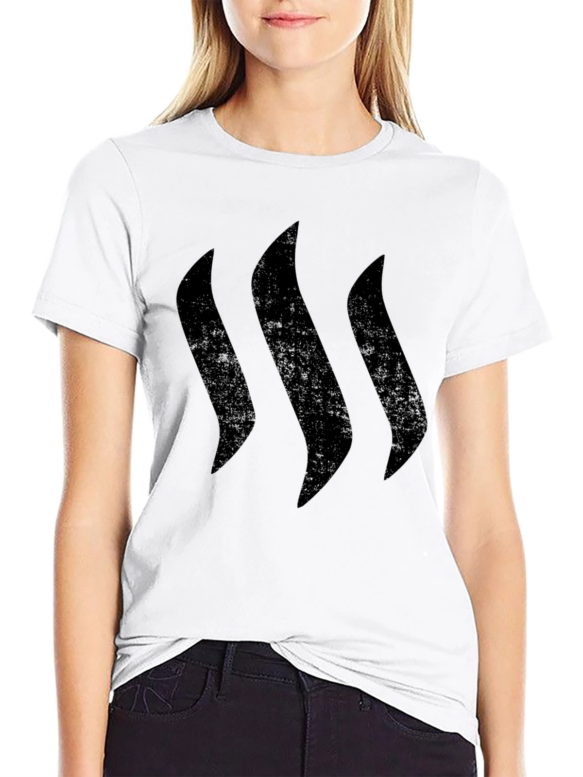 Mens Black Graphic Tee - Modern Stripe Design