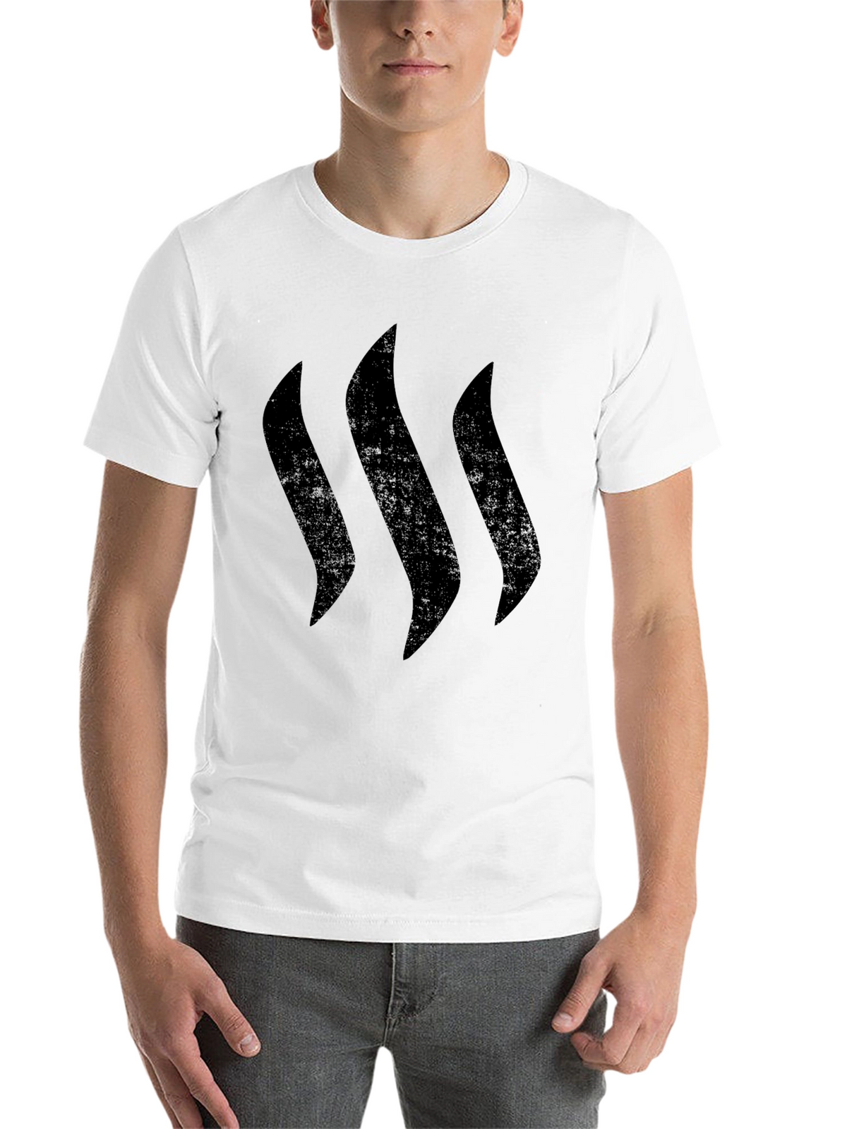 Mens Black Graphic Tee - Modern Stripe Design