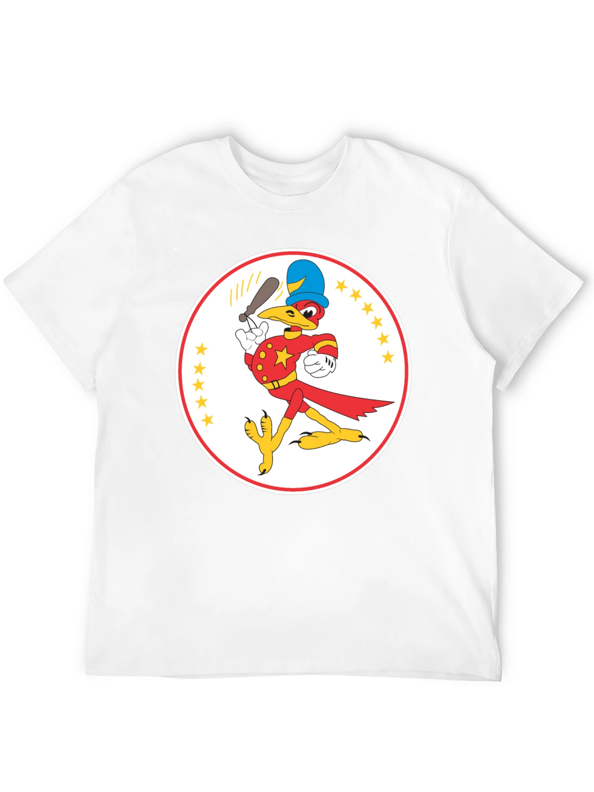 Cartoon Bird Baseball Player Black T-Shirt