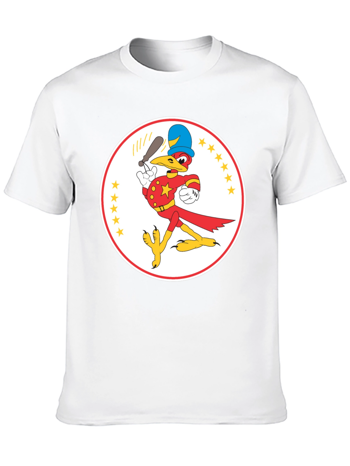 Cartoon Bird Baseball Player Black T-Shirt