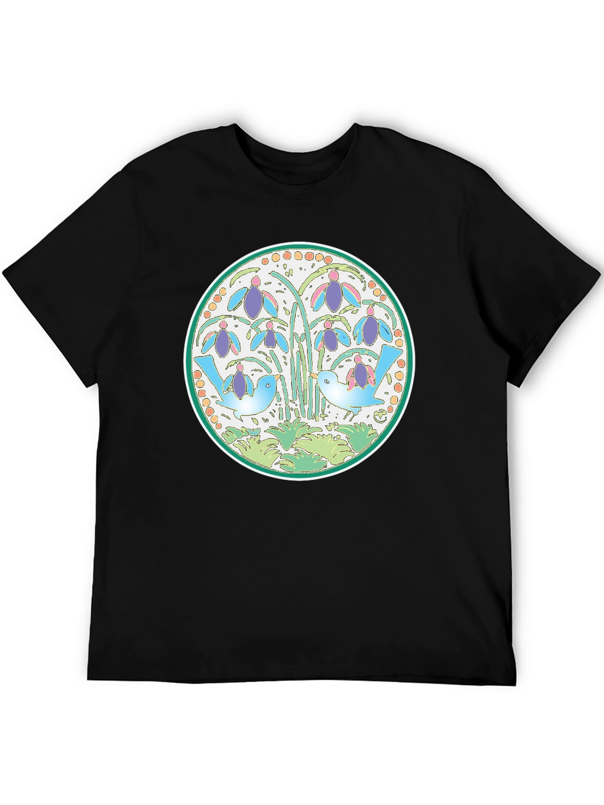 Nature Birds Graphic Tee - Black